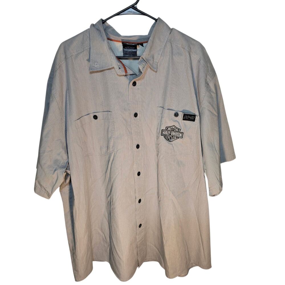 Harley Davidson Gray Pin Stripe Embroided  Pocket Logo 3xl Motorcycle